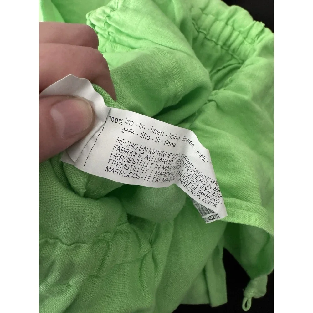 ZARA Lime‎ Green 100% Linen Jumpsuit 11-12